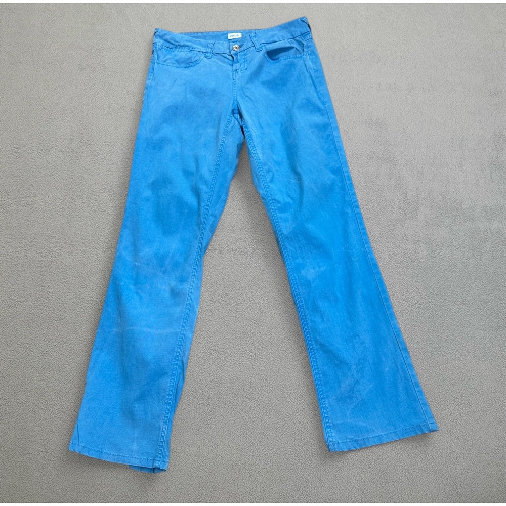 Cache Pants 2 Womens Blue Mid Rise Flare Leg Tencel Blend Vibrant Trousers Y2K